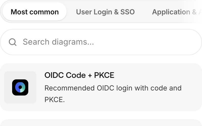 The home page: category tabs, a search box and the first flows in the list.